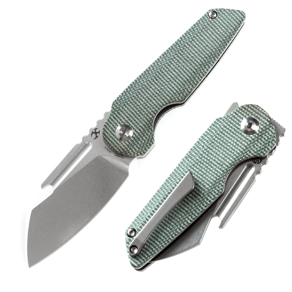 Kansept Rafe K2048A3 front view – 2.6" stonewashed CPM-S35VN wharncliffe folding knife