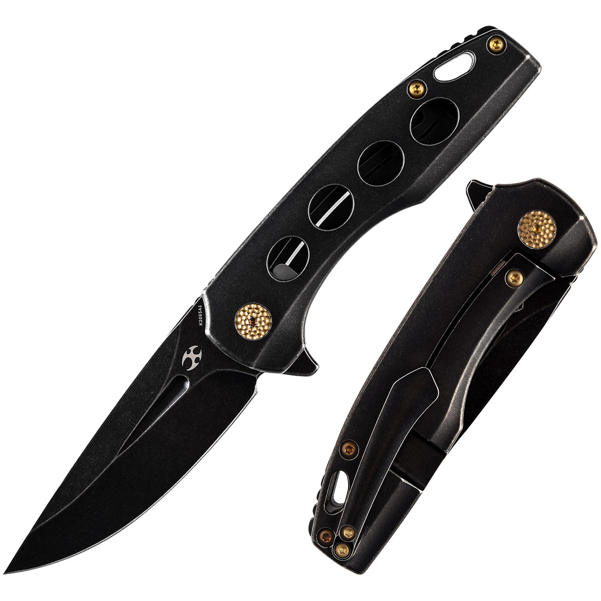 Kansept Cassowary K2065A1 front view – 2.9" blackwash CPM S35VN clip point folding knife
