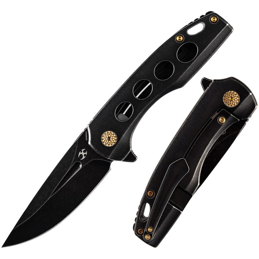Kansept Cassowary K2065A1 front view – 2.9" blackwash CPM S35VN clip point folding knife