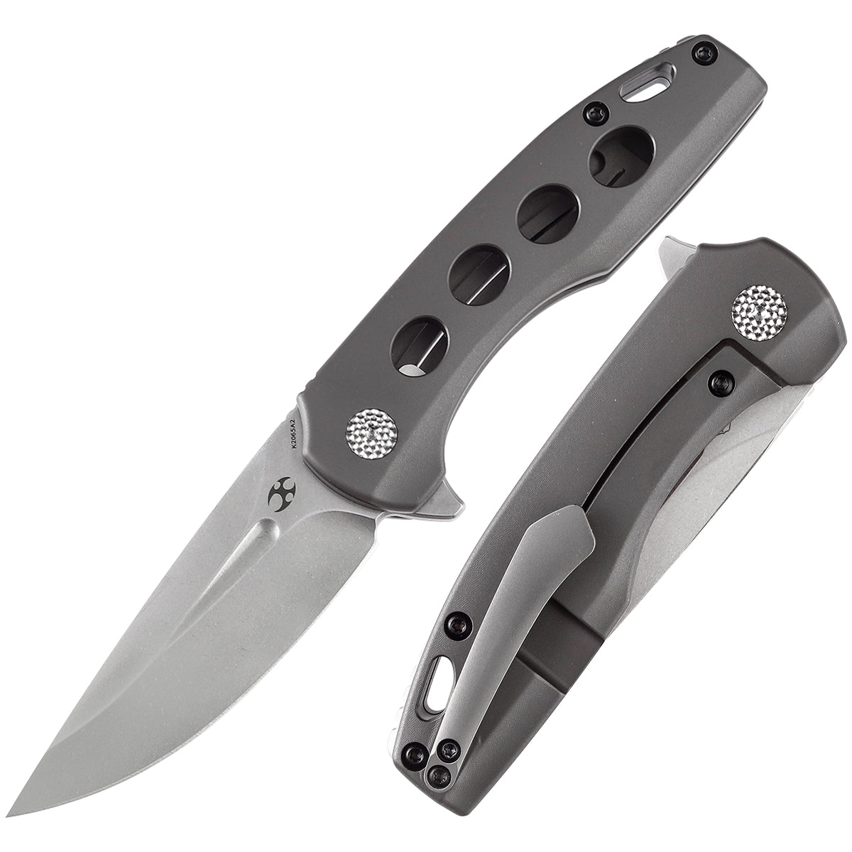 Kansept Cassowary K2065A2 front view – 2.9" stonewashed CPM S35VN clip point folding knife