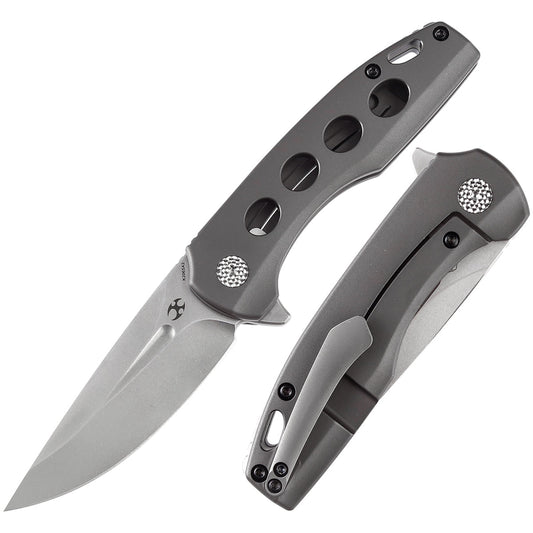 Kansept Cassowary K2065A2 front view – 2.9" stonewashed CPM S35VN clip point folding knife