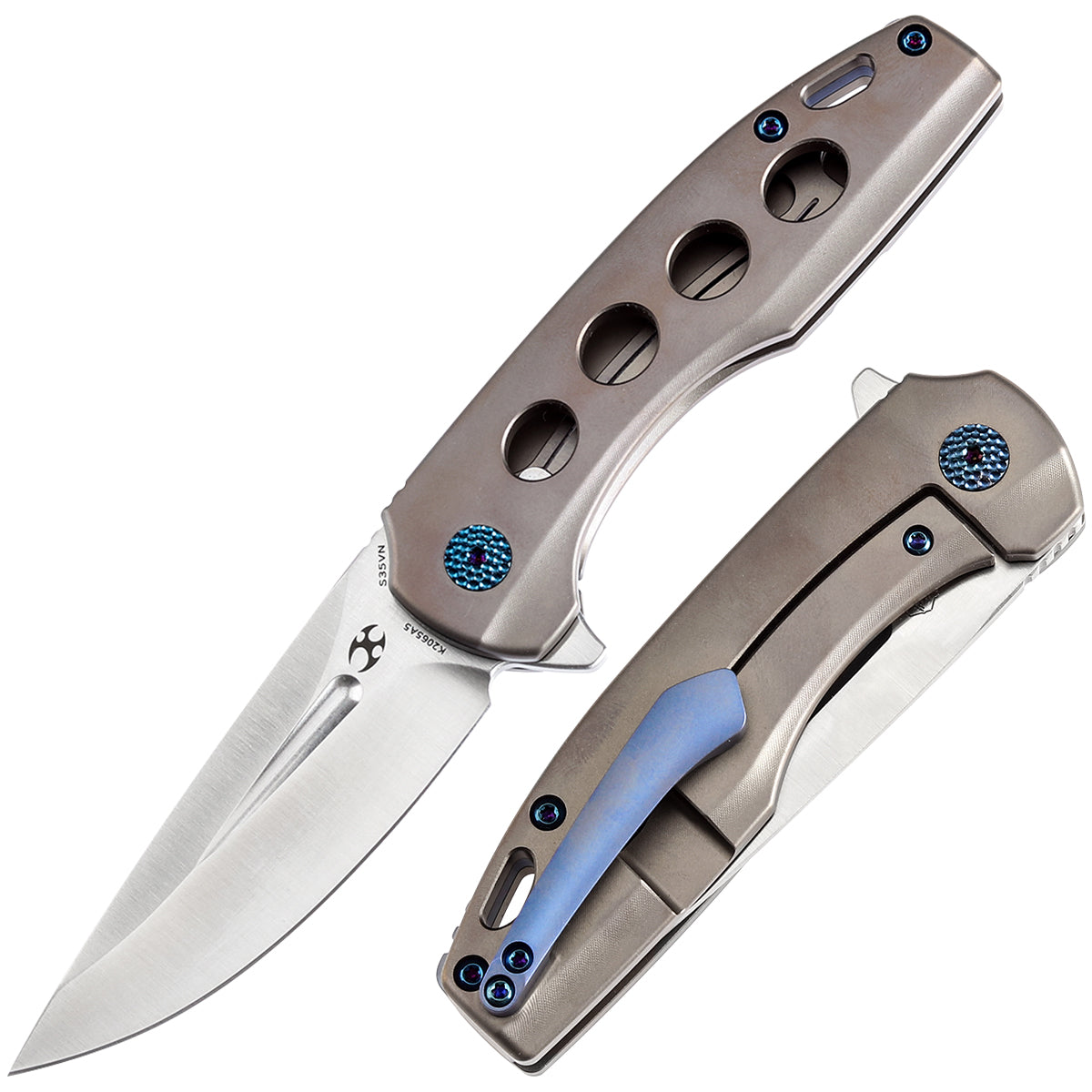 Kansept Cassowary K2065A5 front view – 2.9" satin CPM S35VN clip point folding knife