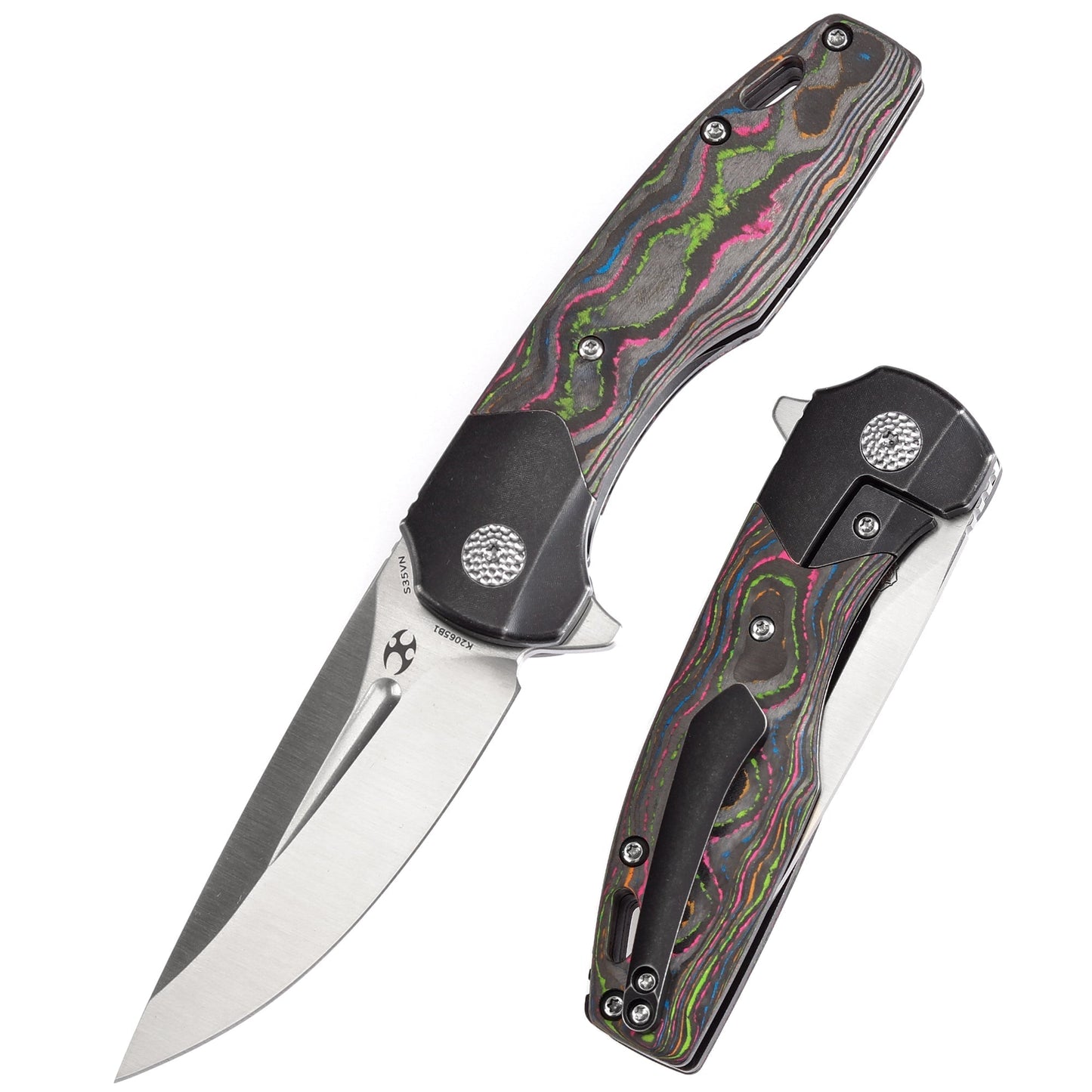 Kansept Cassowary K2065B1 front view – 2.9" satin CPM S35VN clip point folding knife