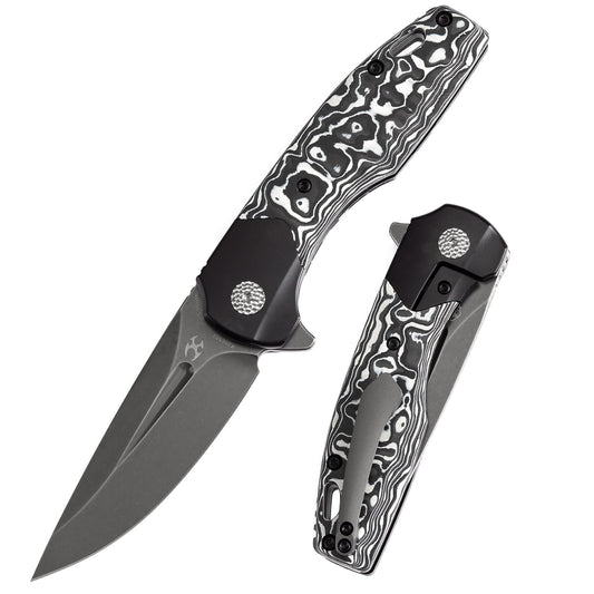 Kansept Cassowary K2065B2 front view – 2.9" grey TiCn CPM S35VN clip point folding knife