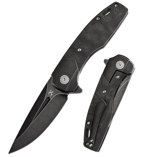 Kansept Cassowary K2065B3 front view – 2.9" black stonewashed CPM S35VN clip point folding knife