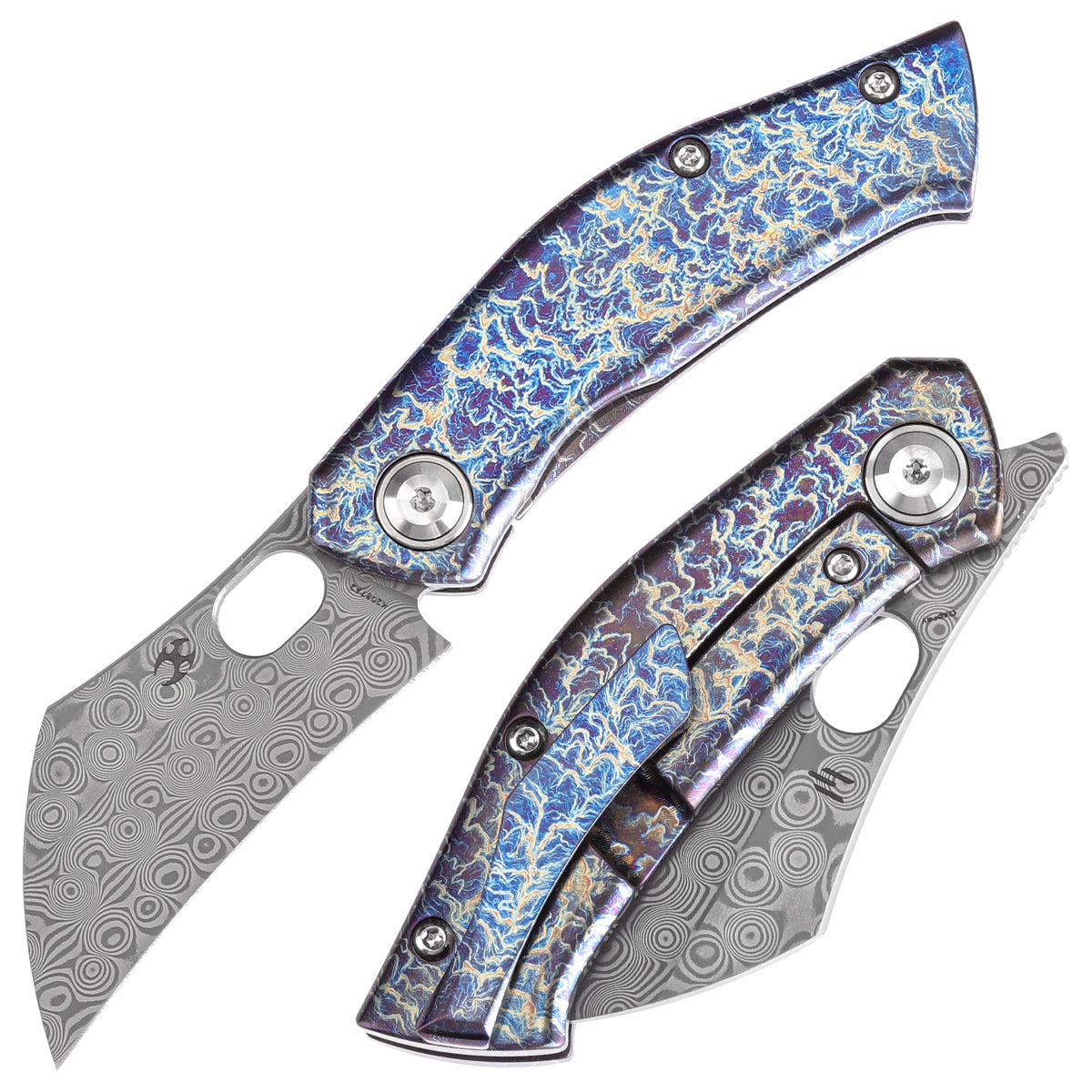 Kansept Osprey K2087A2 front view - 2.22" Damascus Wharncliffe folding knife