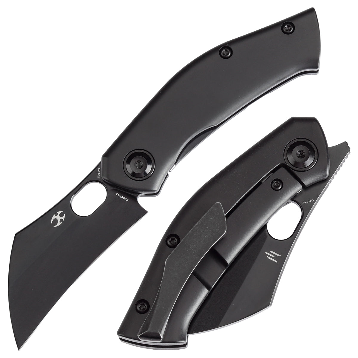 Kansept Osprey K2087A3 front view - 2.22" black TiCn CPM-S35VN Wharncliffe folding knife