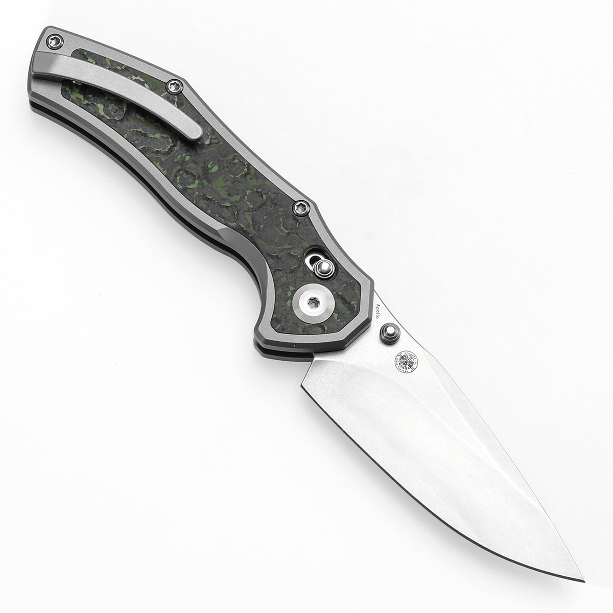 Kansept Apollo K2107V1 open position showing CPM S35VN drop point blade