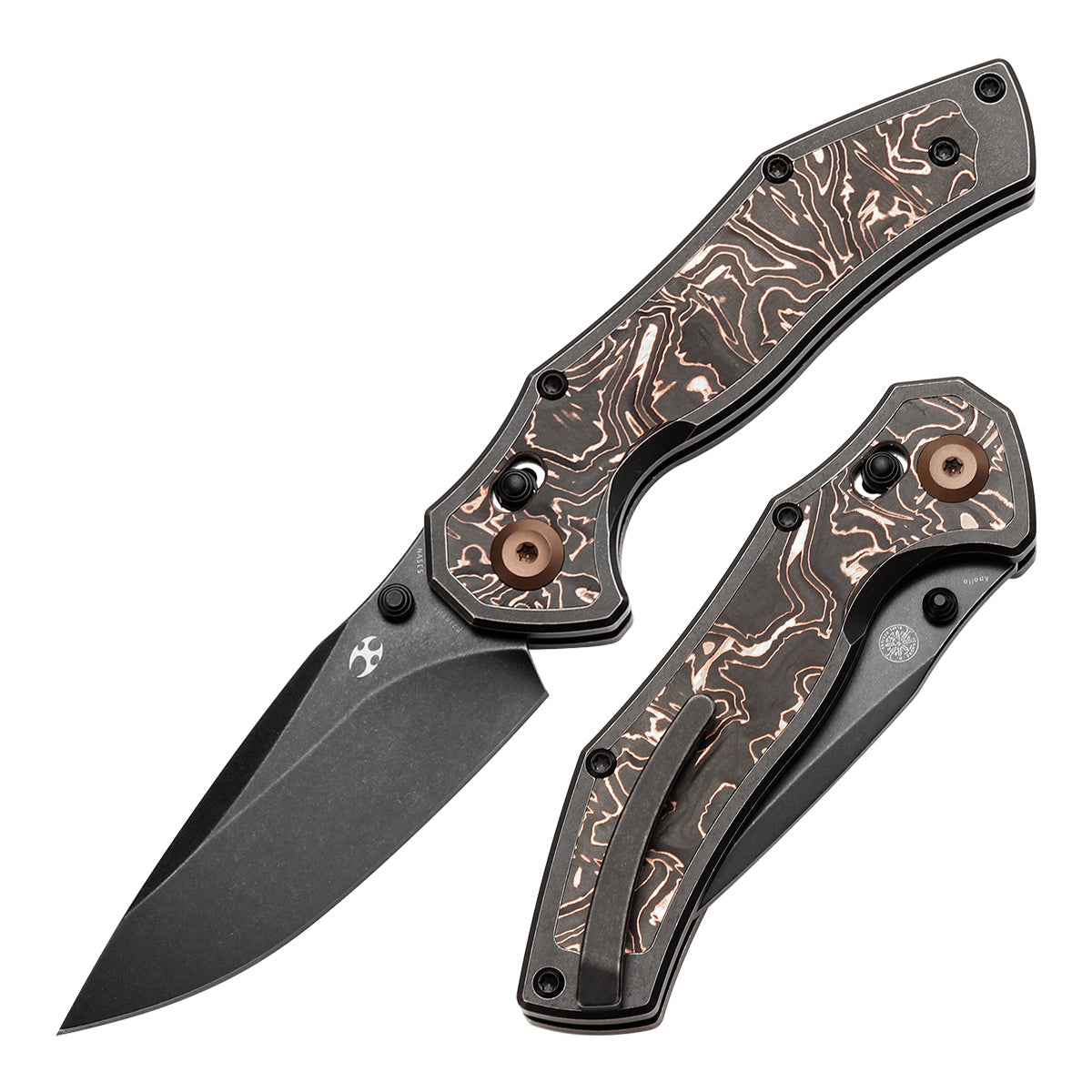 Kansept Apollo K2107V3 front view – 3.11" blackwash CPM S35VN drop point folding knife