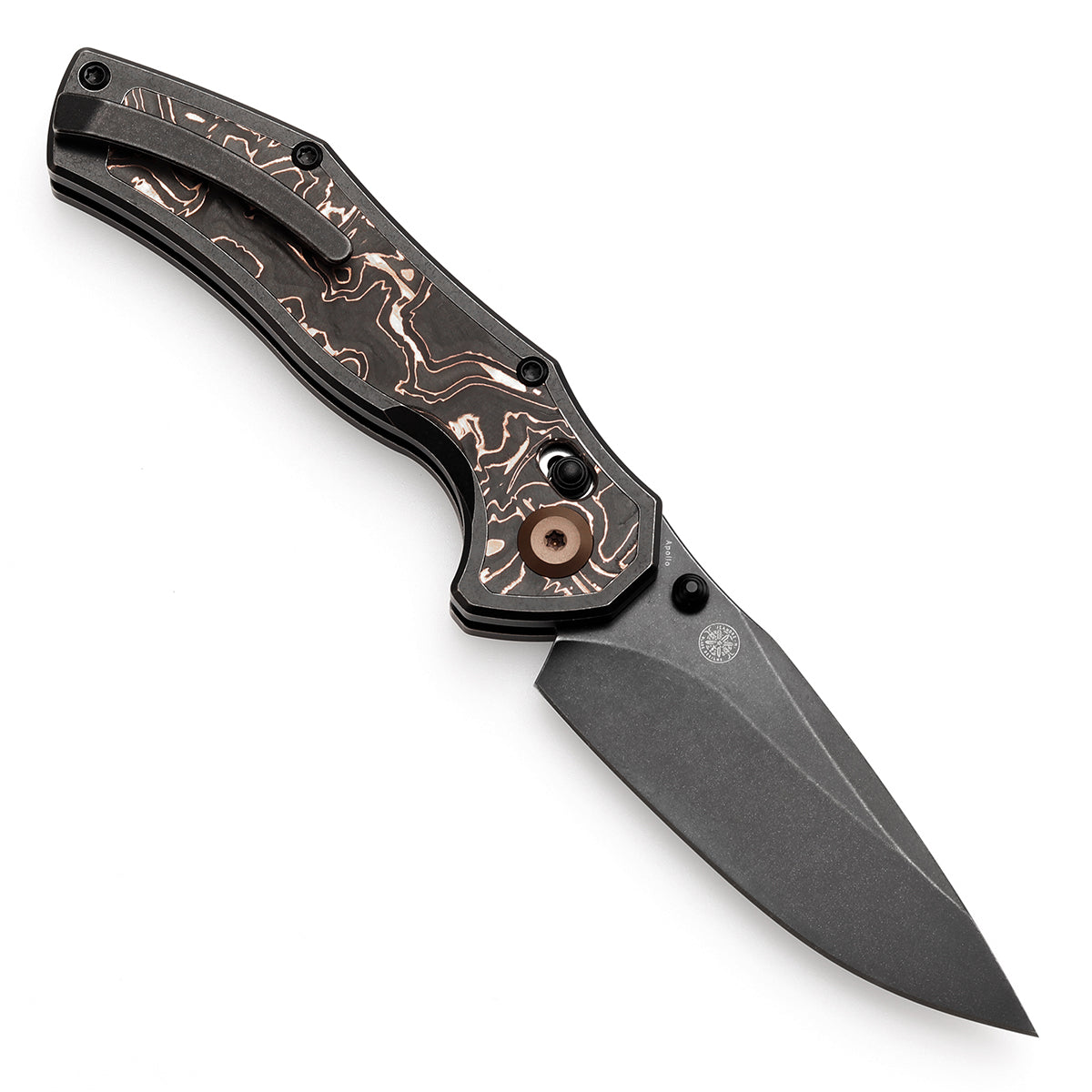 Kansept Apollo K2107V3 open position showing CPM S35VN drop point blade