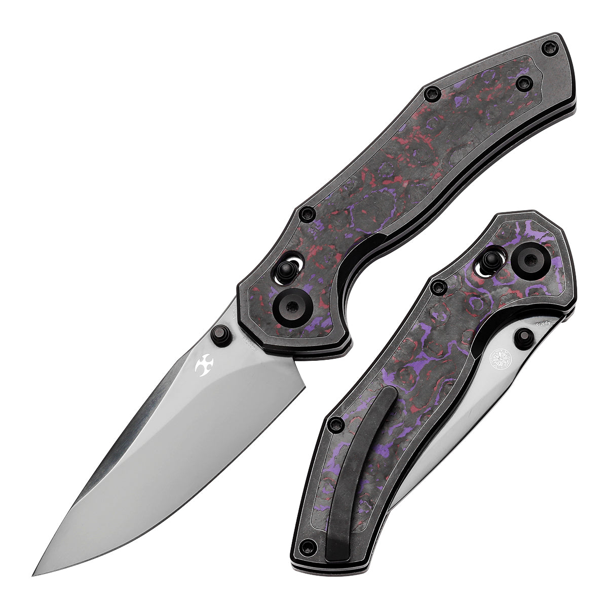 Kansept Apollo K2107V4 front view – 3.11" Mirror DLC CPM S35VN drop point folding knife