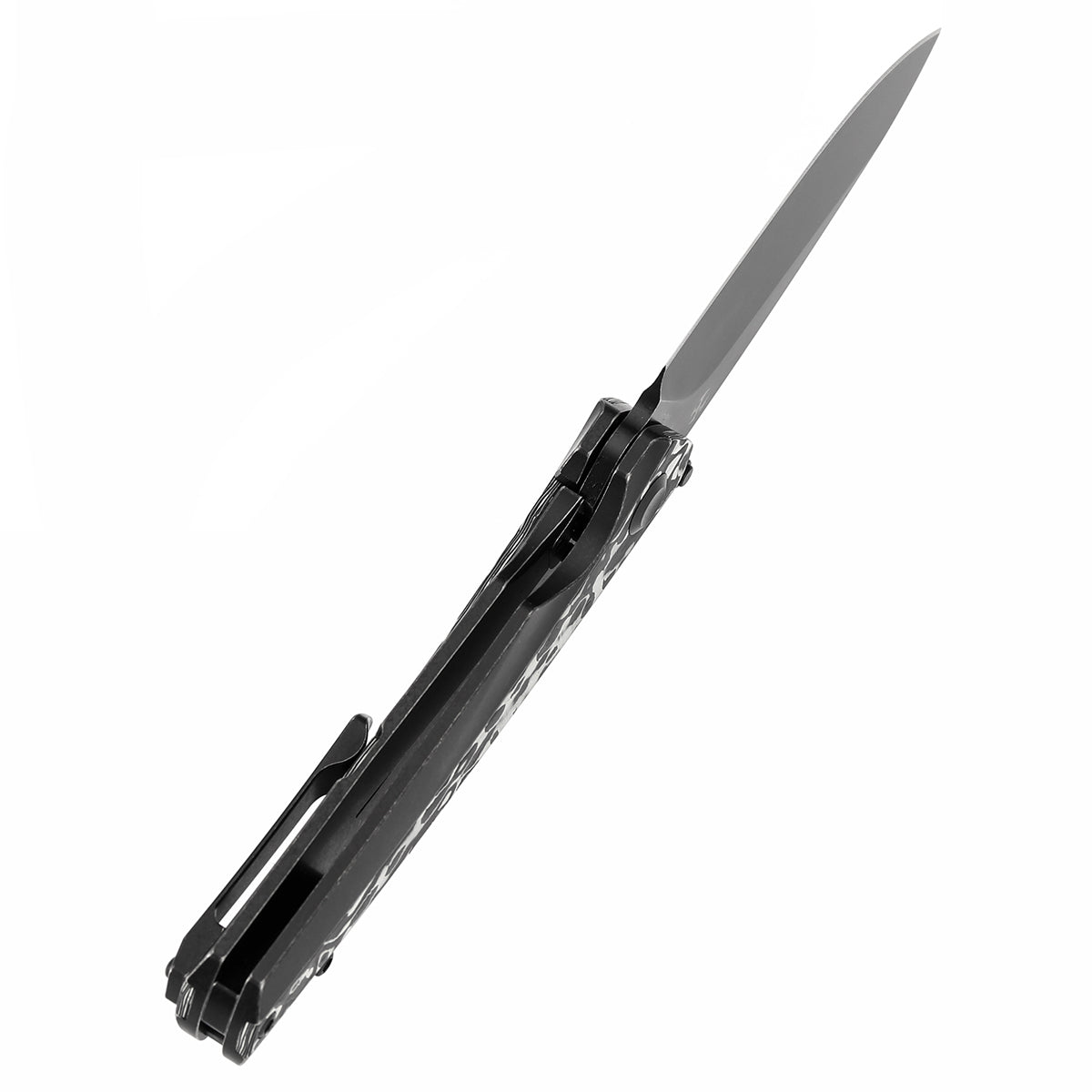 Kansept Raven K2109A1 blade detail – blackwash CPM 20CV drop point