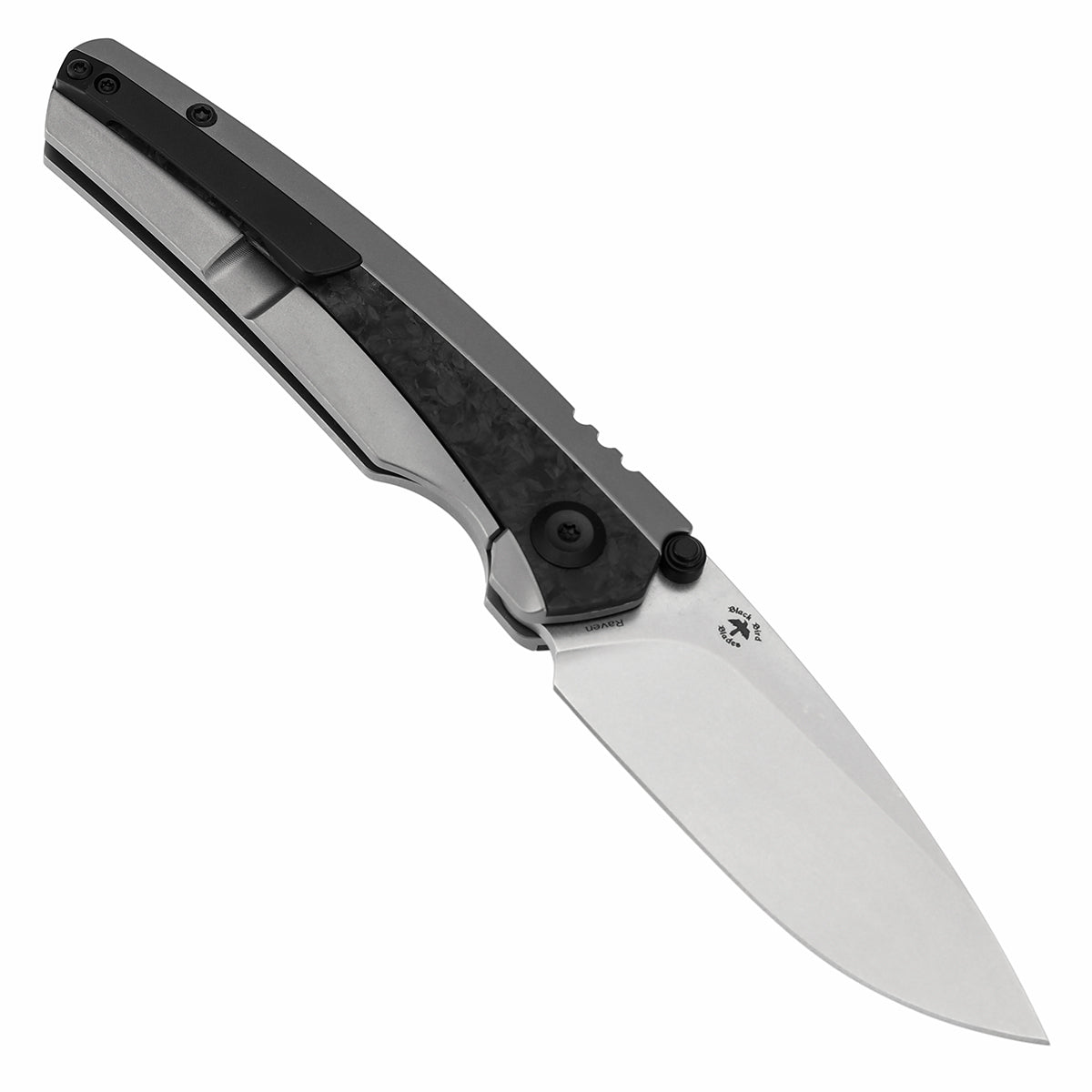 Kansept Raven K2109A2 open position showing CPM 20CV drop point blade