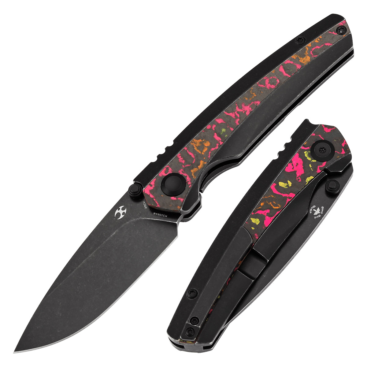 Kansept Knives Raven K2109A6 front view – 3.13" blackwash CPM 20CV drop point folding knife
