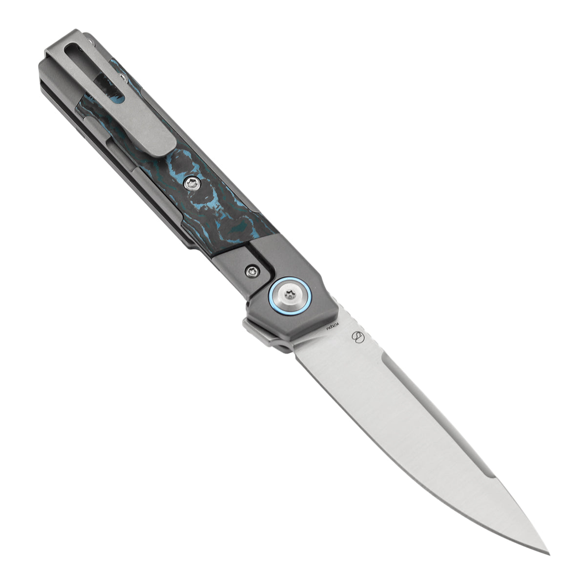 Kansept Knives Kitpu K2123A2 open position showing CPM 20CV drop point blade