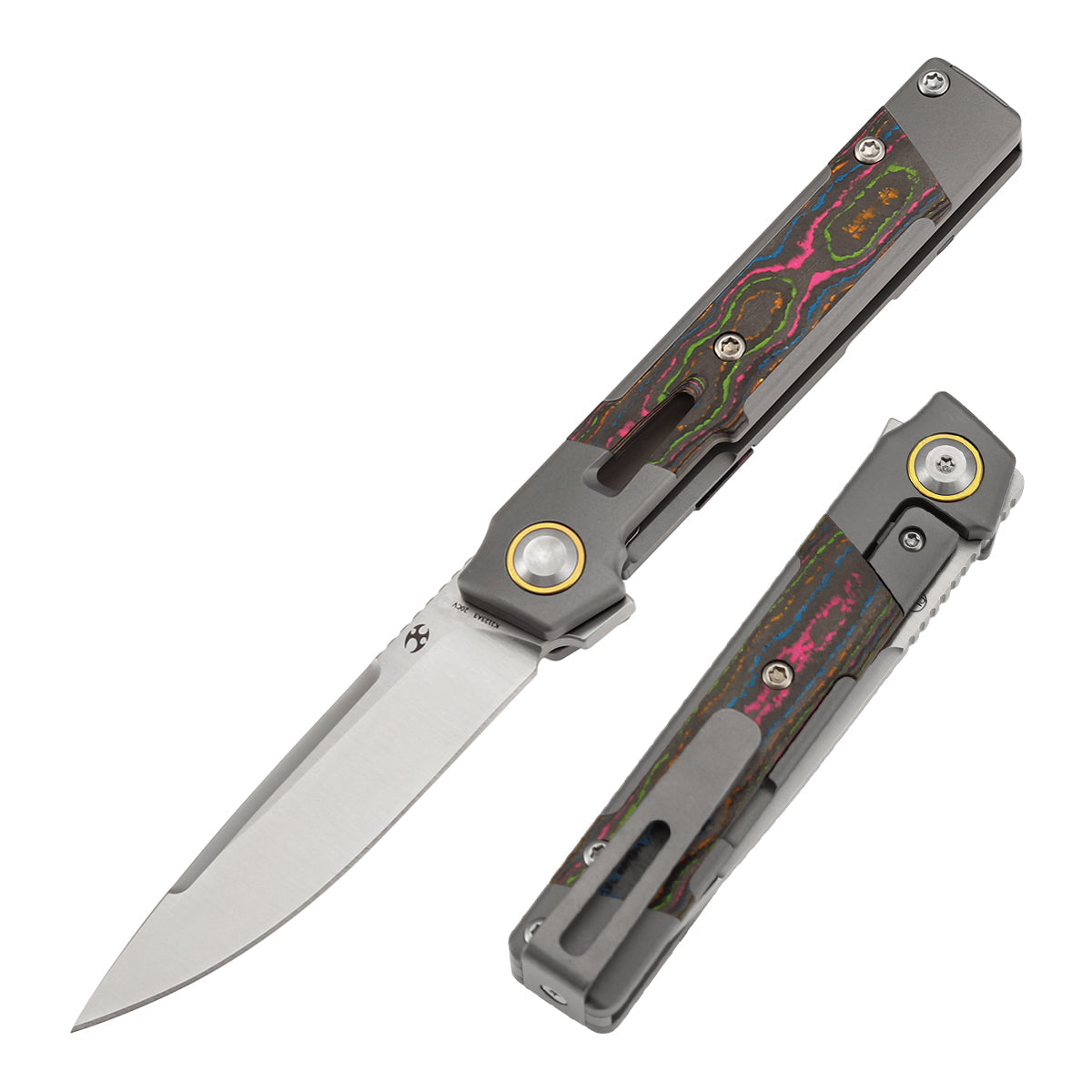 Kansept Kitpu K2123A3 front view – 2.9" satin CPM 20CV flipper folding knife