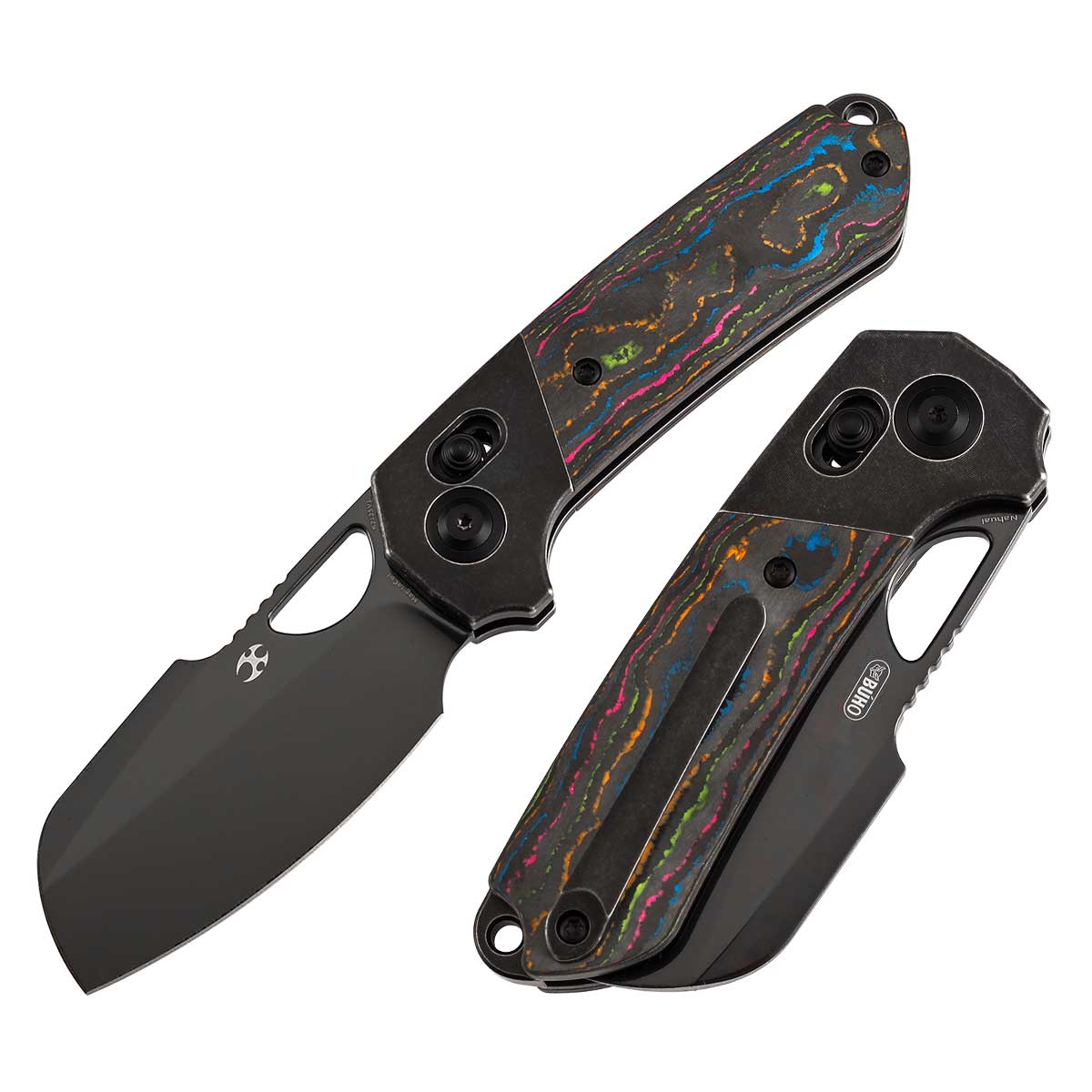 Kansept Nahual K2125V1 front view – 2.95" Mirror DLC Magnacut dagger folding knife