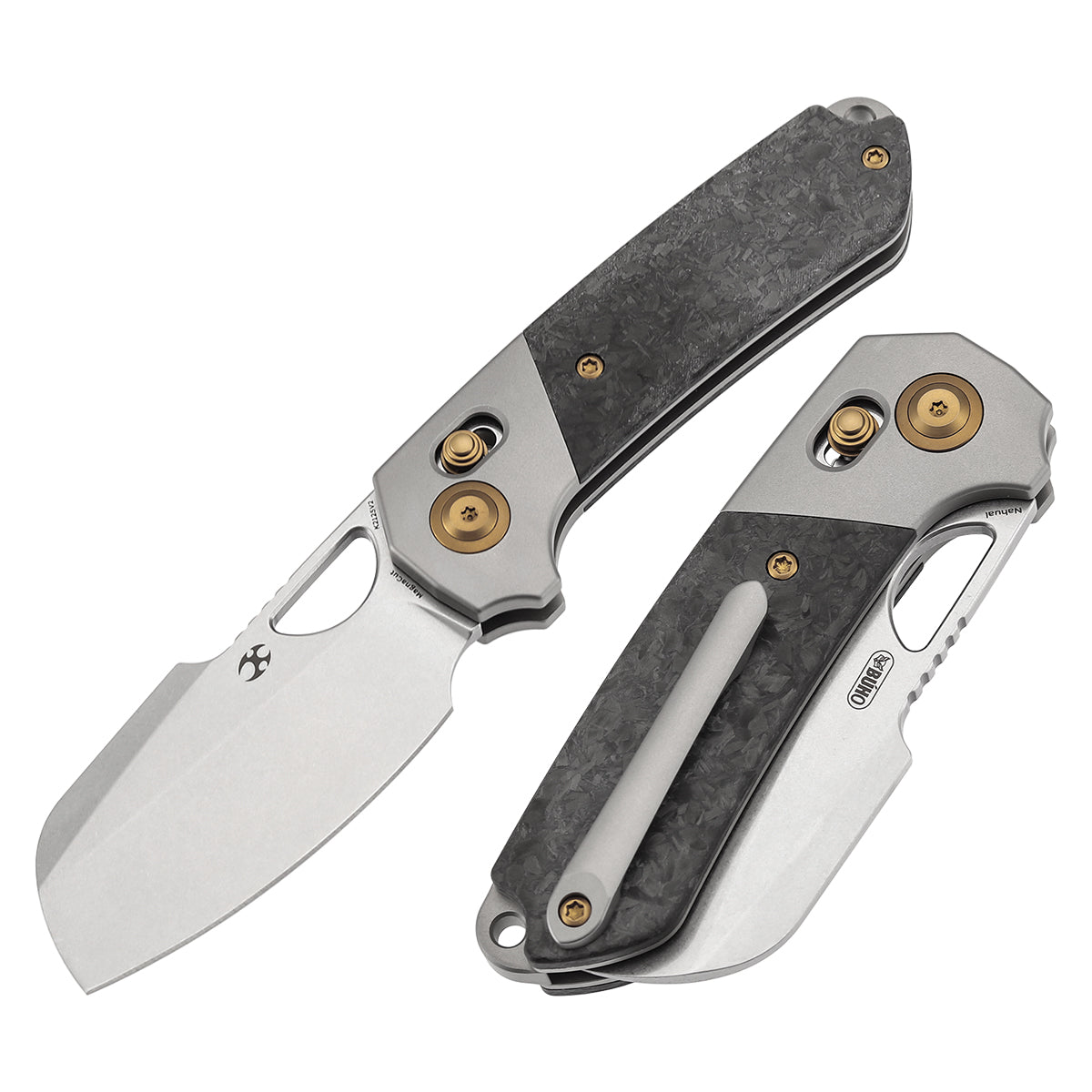 Kansept Nahual K2125V2 front view – 2.95" stonewashed MagnaCut dagger folding knife