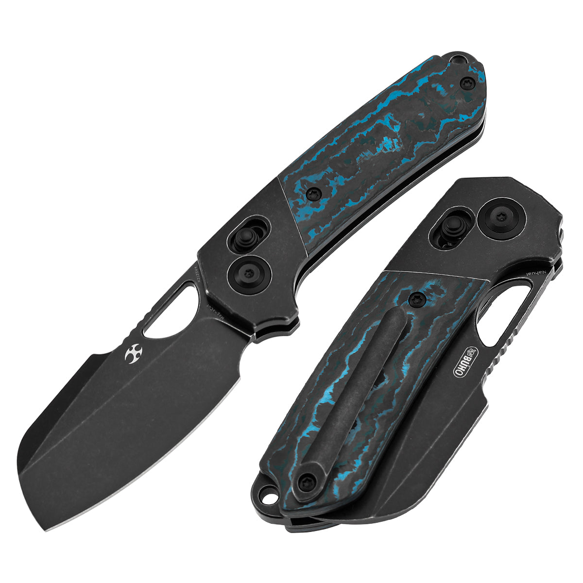 Kansept Nahual K2125V4 front view – 2.95" blackwash MagnaCut dagger folding knife