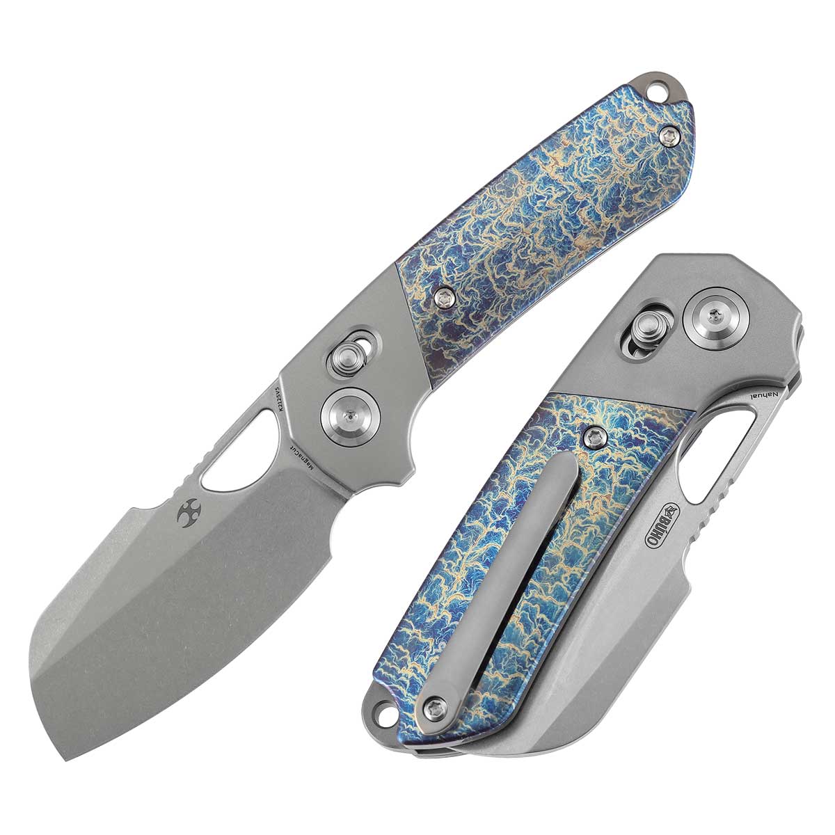 Kansept Nahual K2125V5 front view – 2.95" stonewashed Magnacut dagger folding knife
