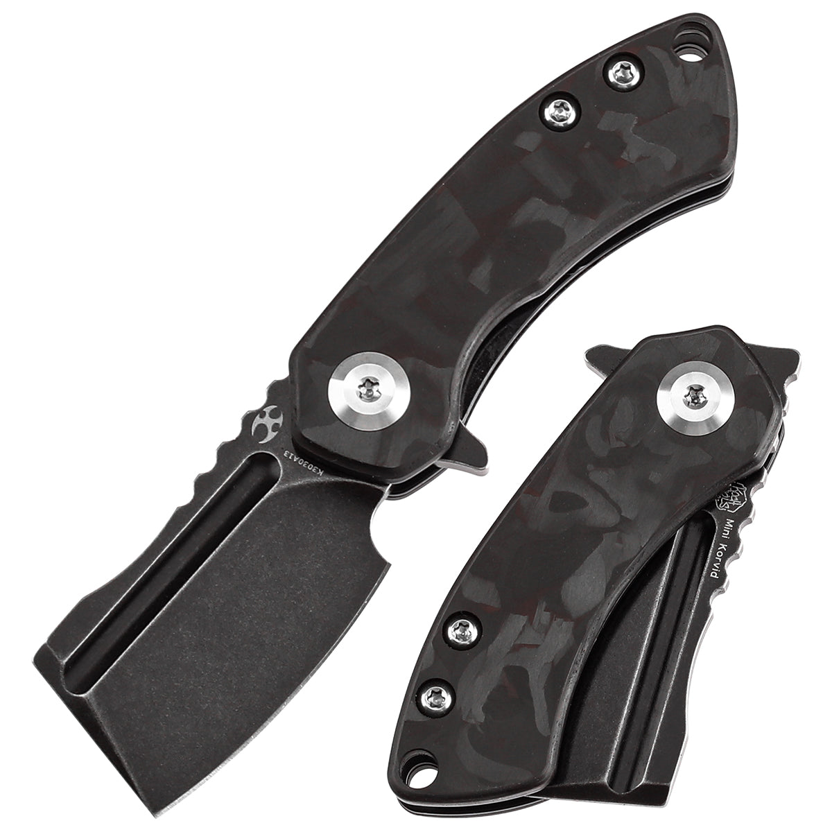 Kansept Mini Korvid K3030A13 front view - 1.45" blackwash CPM S35VN cleaver folding knife