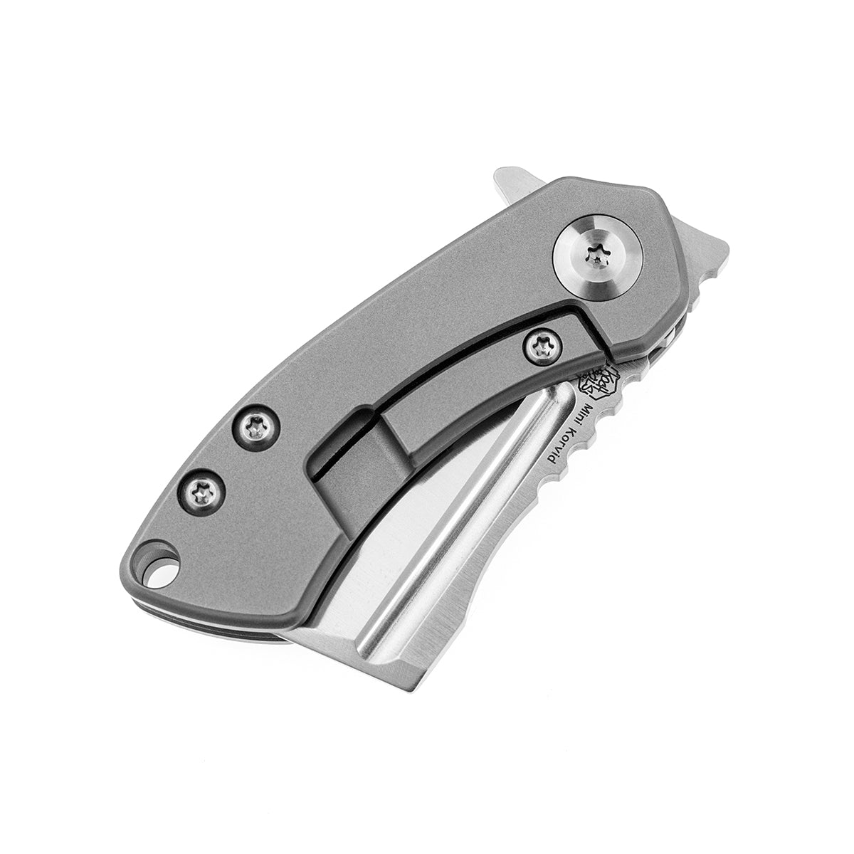 Kansept Mini Korvid K3030A2 bead blasted titanium handle scales