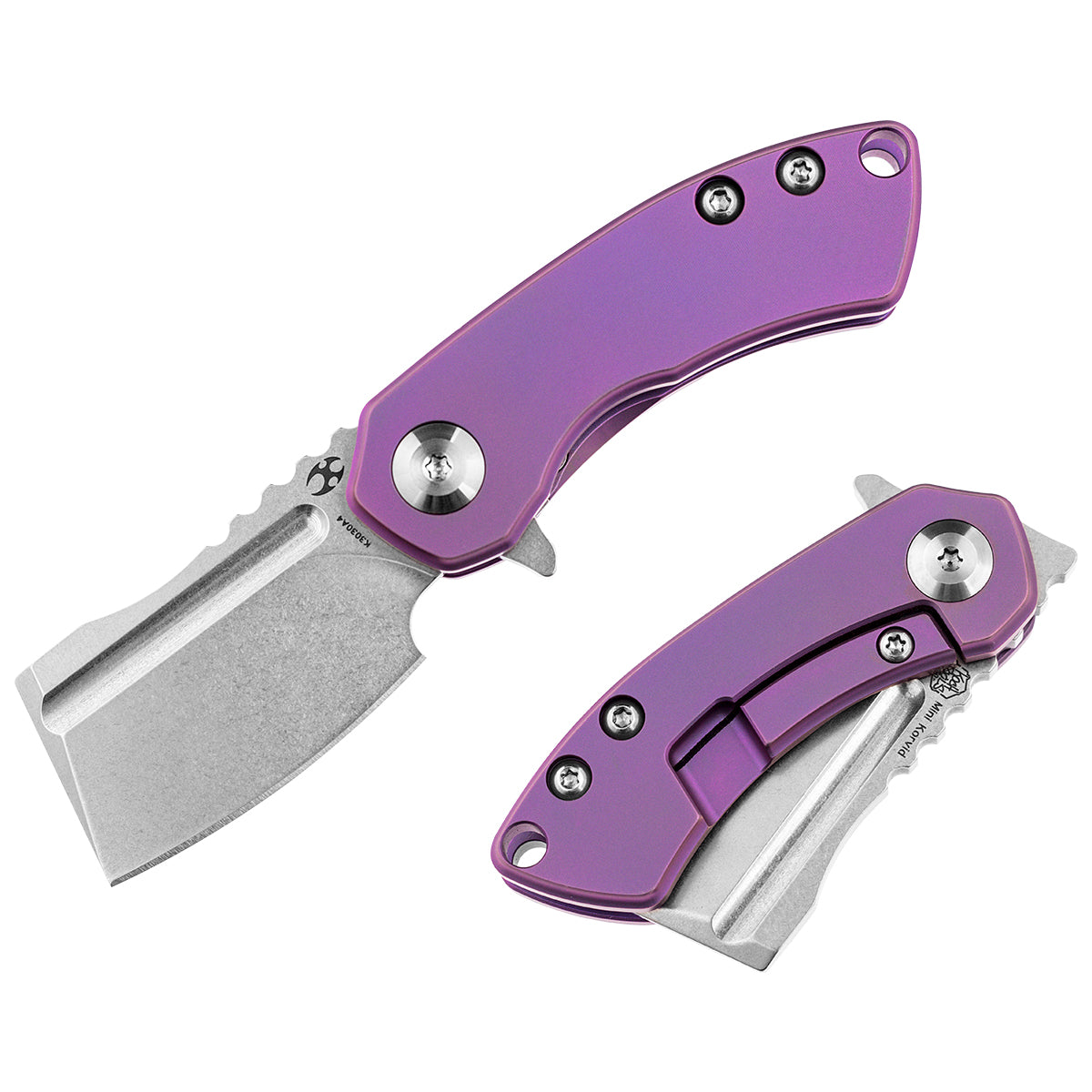 Kansept Mini Korvid K3030A4 front view – 1.45" stonewashed CPM-S35VN cleaver folding knife
