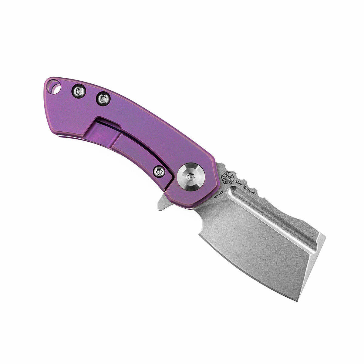 Kansept Mini Korvid K3030A4 open position showing CPM-S35VN cleaver blade