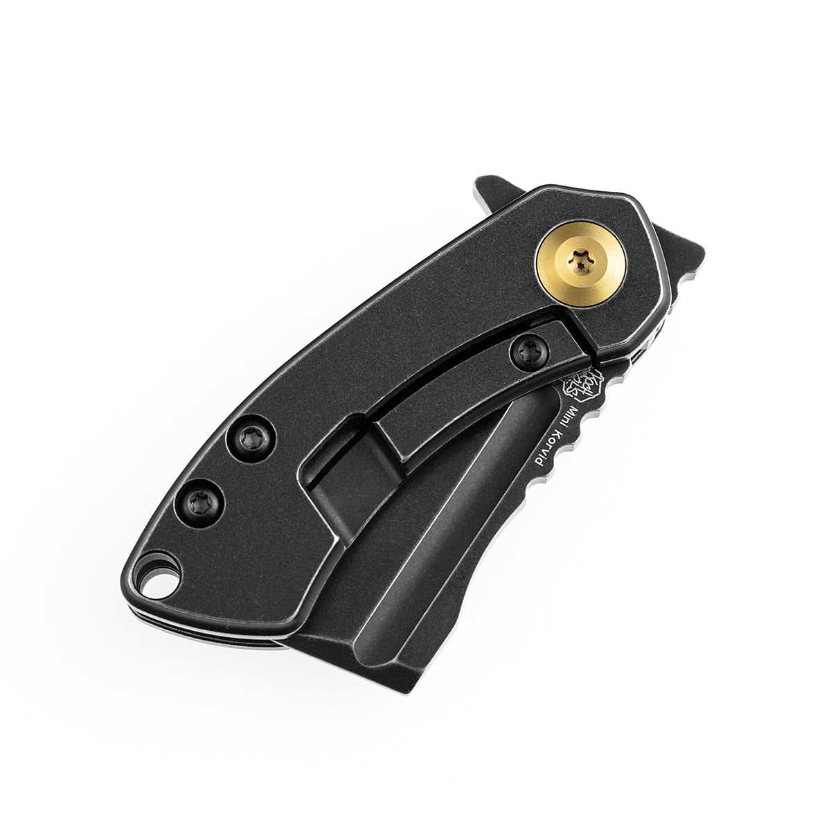 Kansept Mini Korvid K3030A6 black anodized titanium handle scales