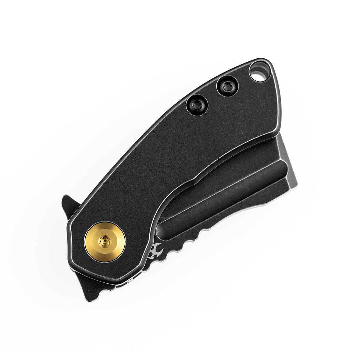 Kansept Mini Korvid K3030A6 blade detail – black TiCn coated CPM-S35VN cleaver