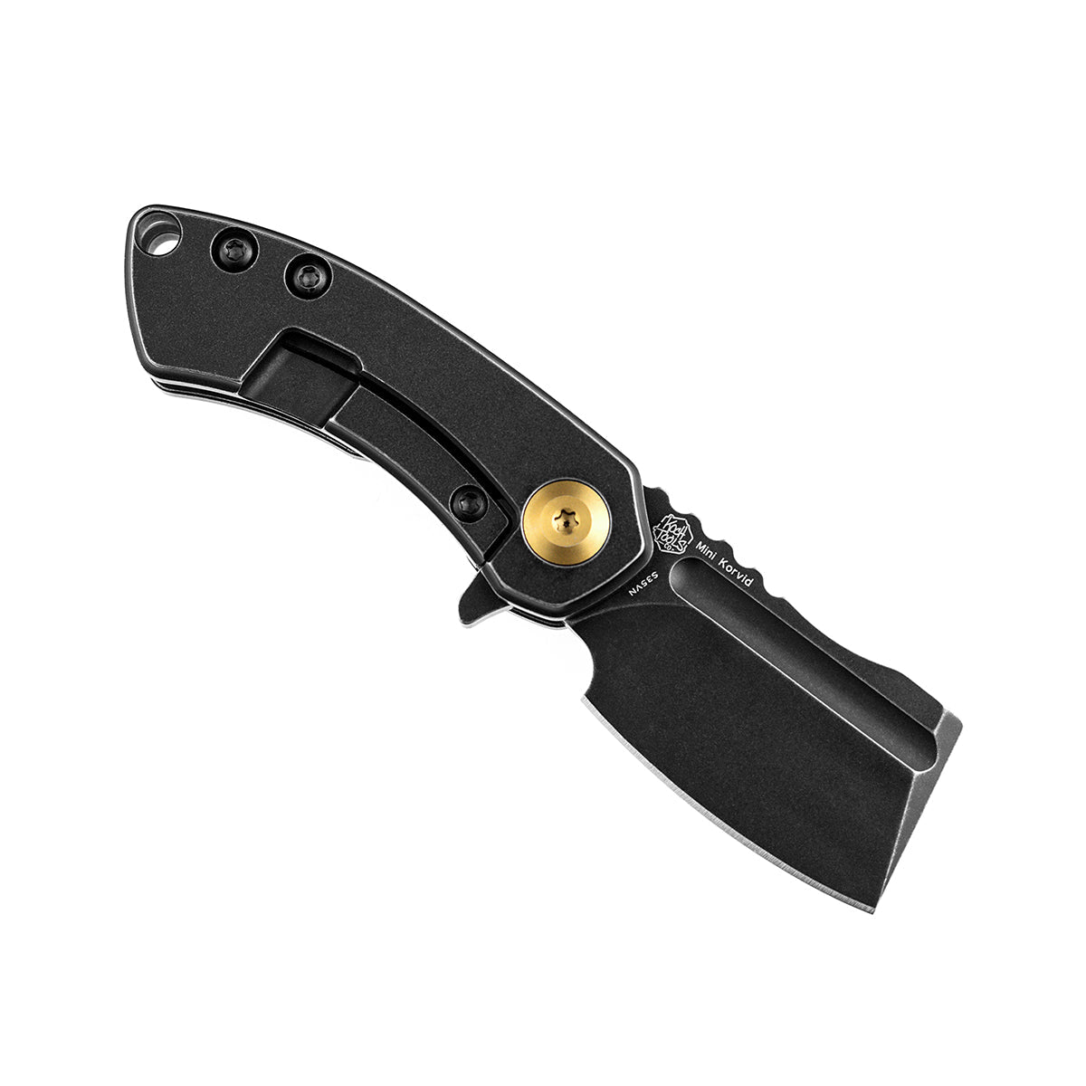 Kansept Mini Korvid K3030A6 open position showing CPM-S35VN cleaver blade