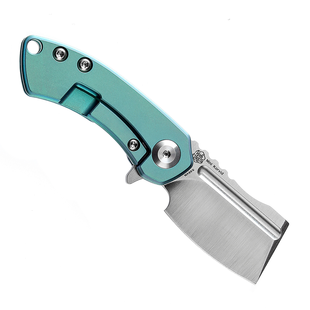 Kansept Mini Korvid K3030A7 open position showing CPM-S35VN cleaver blade