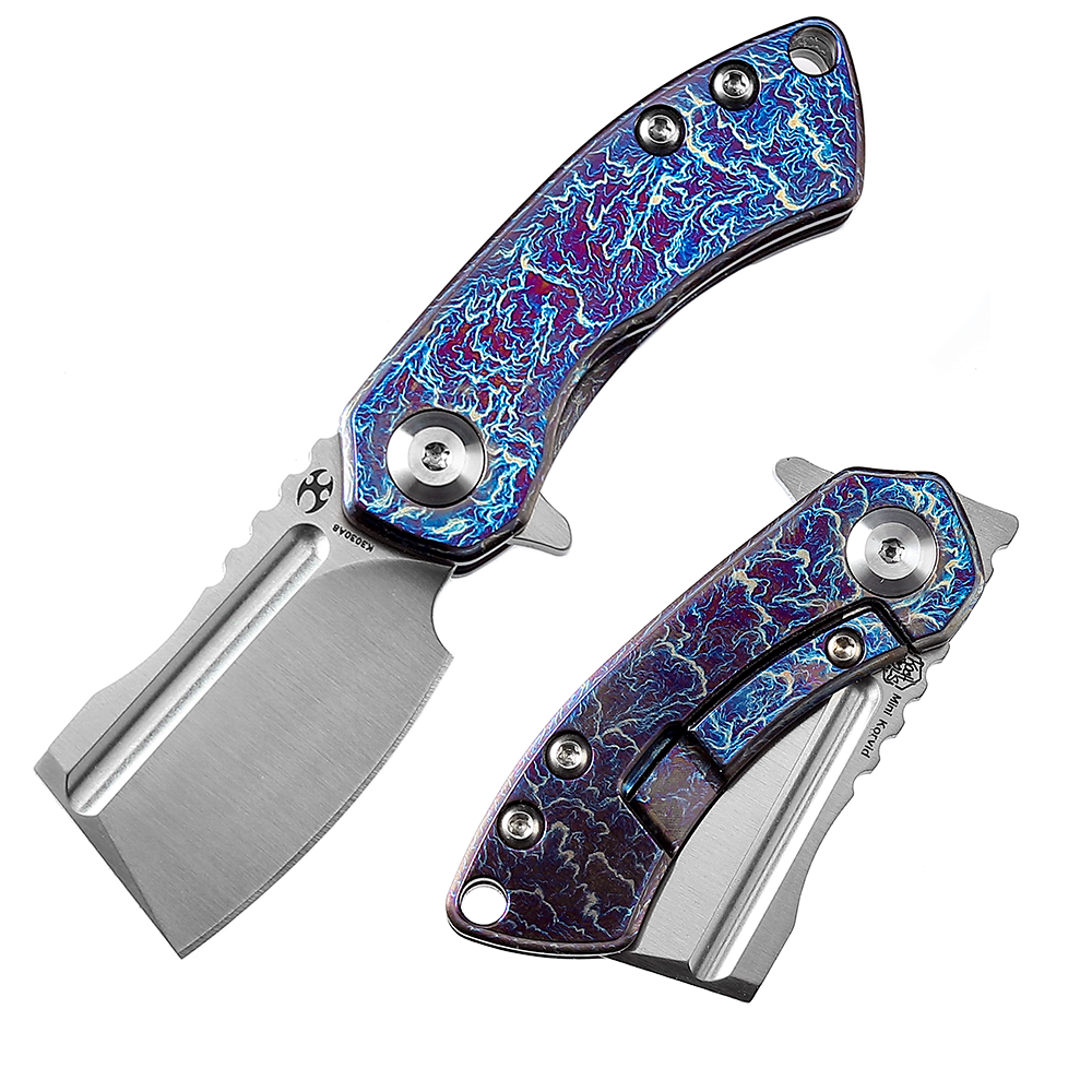 Kansept Mini Korvid K3030A8 front view – 1.45" satin CPM-S35VN cleaver folding knife