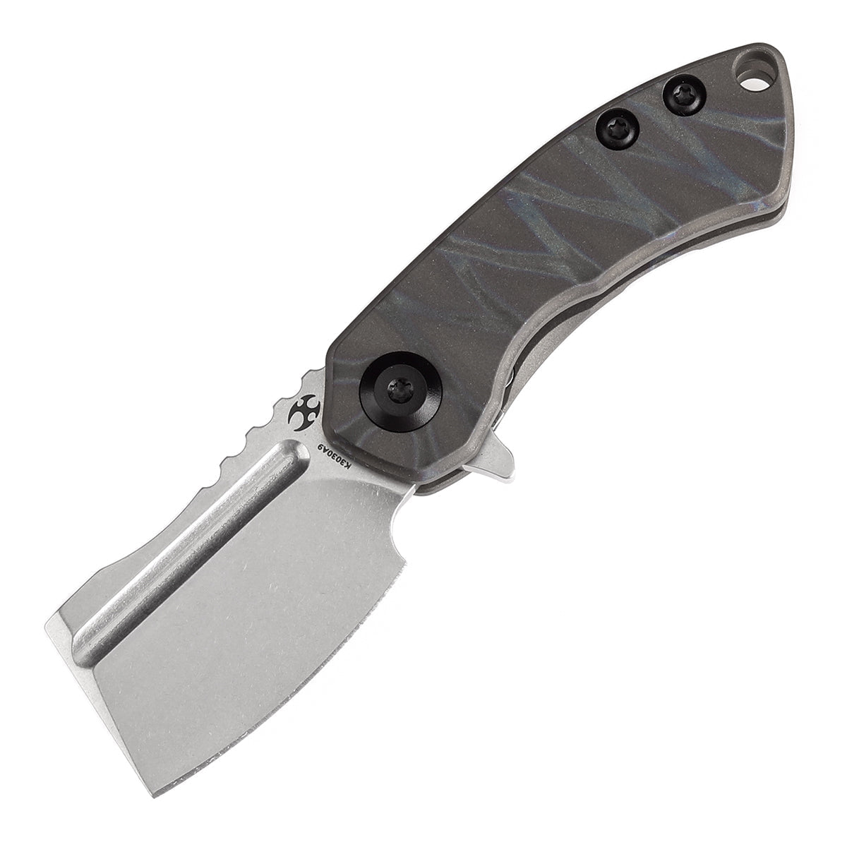 Kansept Mini Korvid K3030A9 open position showing CPM S35VN cleaver blade