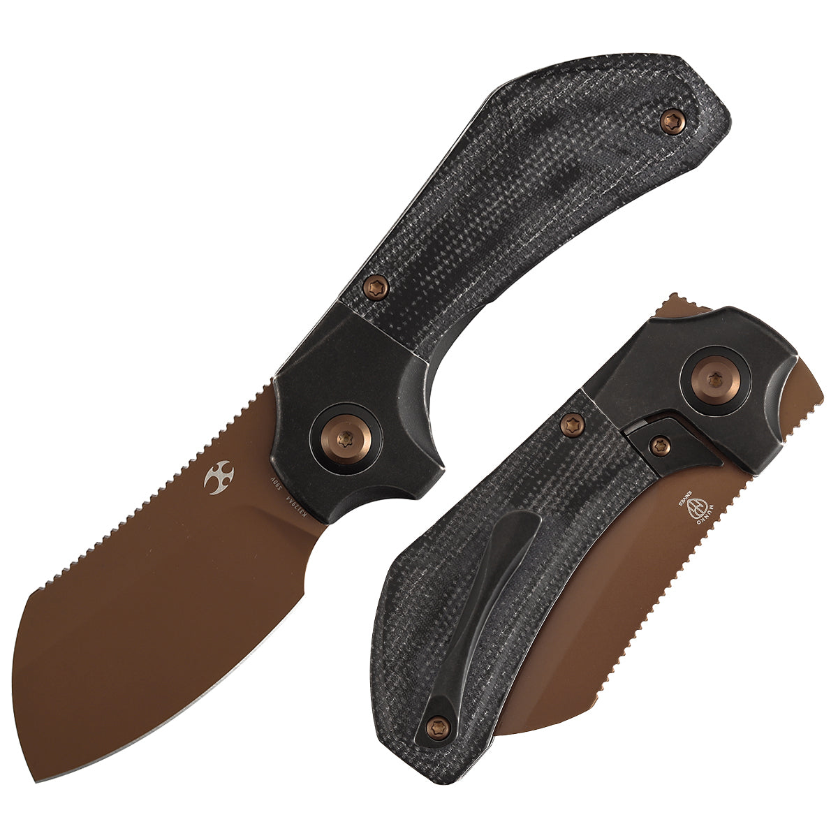 Kansept Pluto K3129A4 front view – 2.5" rose gold S90V drop point folding knife