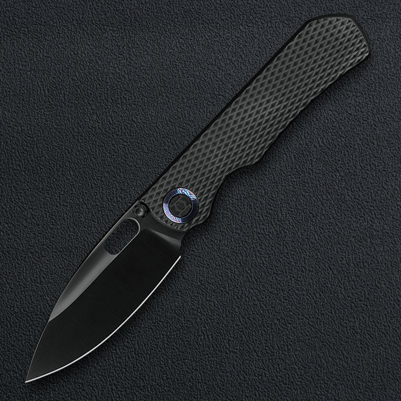 Kunwu Excalibur K709T-4 front view – 3.58" satin DLC Vanax blade titanium folding knife