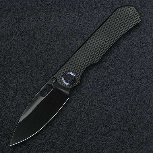Kunwu Excalibur K709T-4 front view – 3.58" satin DLC Vanax blade titanium folding knife