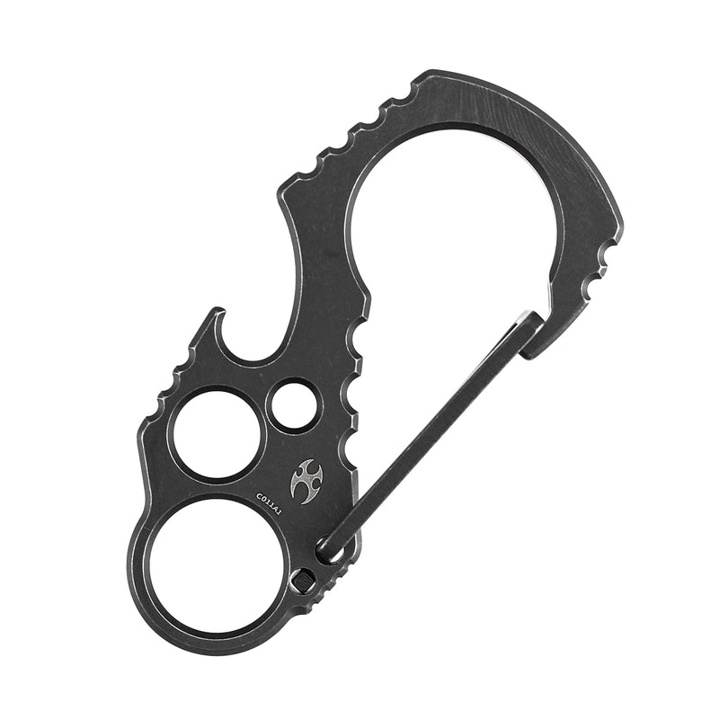 Kansept Carabiner C011A1 blackwash titanium EDC keychain clip with built-in bottle opener