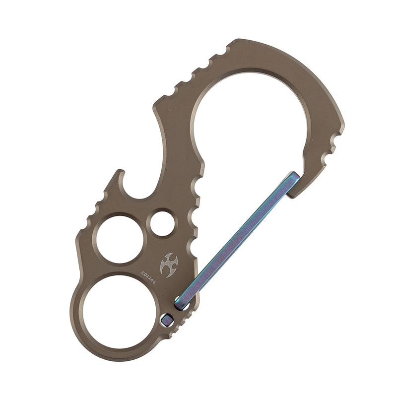 Kansept Carabiner C011A4 bronze titanium keychain clip with green lock
