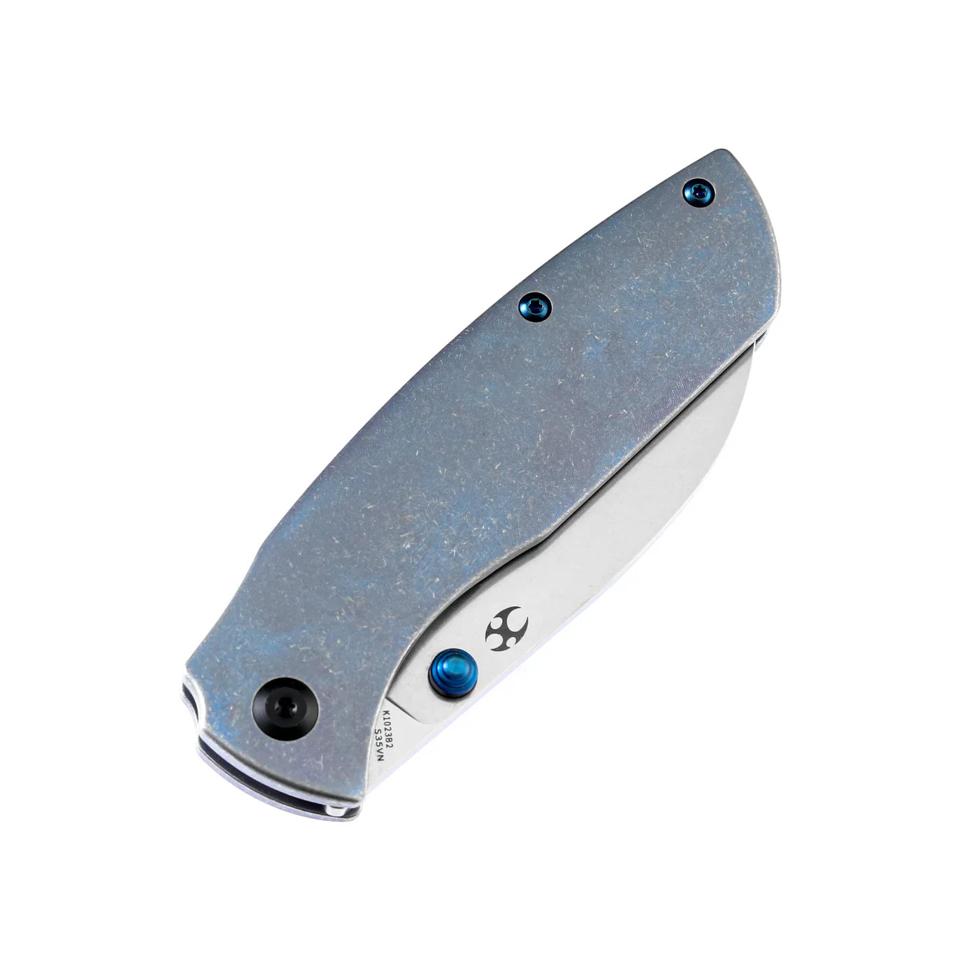 Kansept Convict K1023B2 3.3" CPM-S35VN Sheepfoot Blade Blue Titanium Handle Sheepdog Design