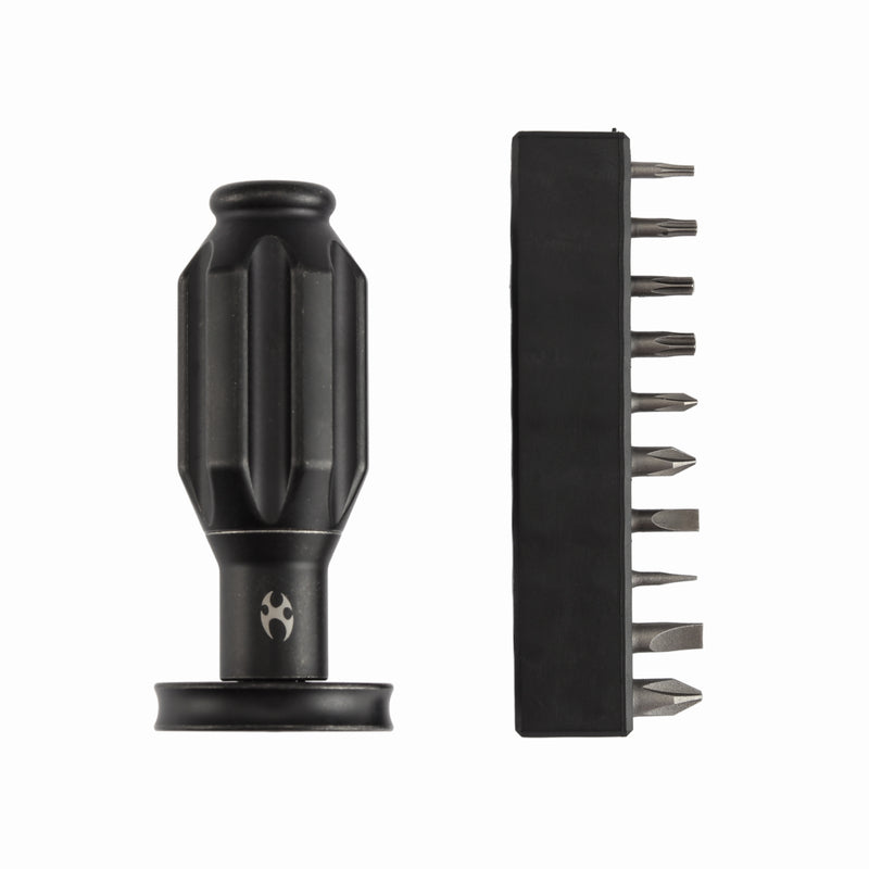 Kansept Drive-R-Saurus G018P3 – Blackwash Titanium Palm Bit Driver Multitool with Spinner Top & 10 Bits