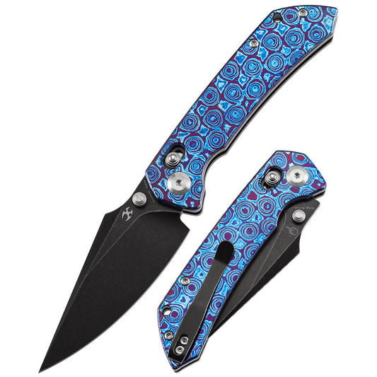 Kansept Fenrir K1034V6 â€“ 3.48" CPM S35VN Harpoon Crossbar Lock Knife with Timascus Handle