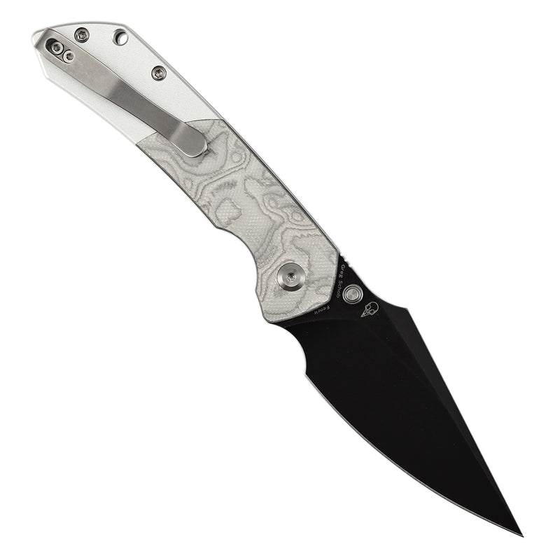 Kansept Fenrir T1034B3 – 3.45" 154CM Harpoon Button Lock Knife with G-10 & Aluminum Foil Handle