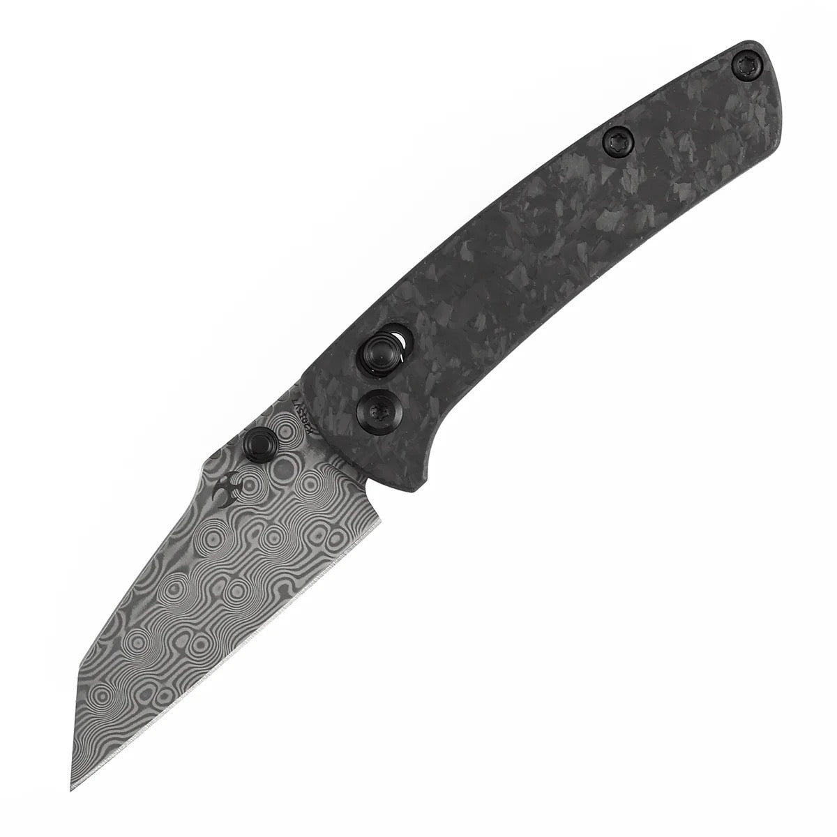 Kansept Little Main Street K2015V7 – 2.26" Damascus Crossbar Lock Knife Shred Carbon Fiber Handle Dirk Pinkerton Design