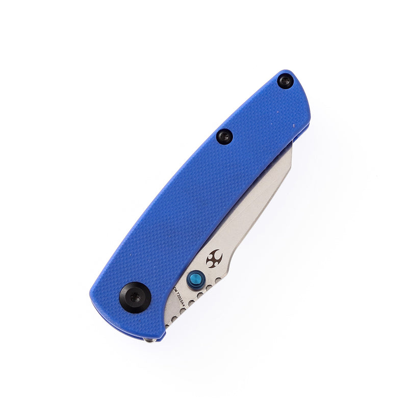 Blue G10 handle folding knife with liner lock and stainless steel blade