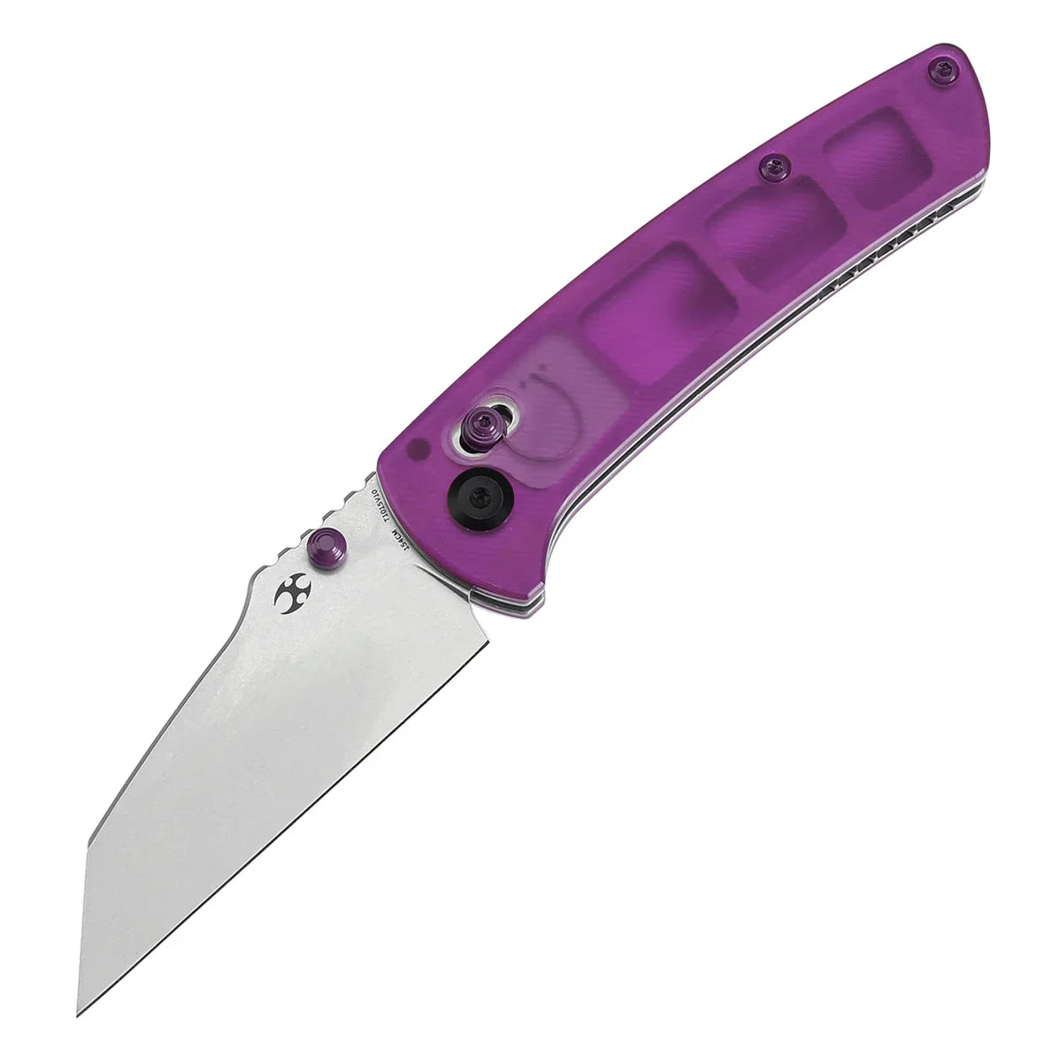 Kansept Main Street T1015V10 – 3.36" 154CM Wharncliffe Crossbar Lock Knife with Purple Acrylic Handle