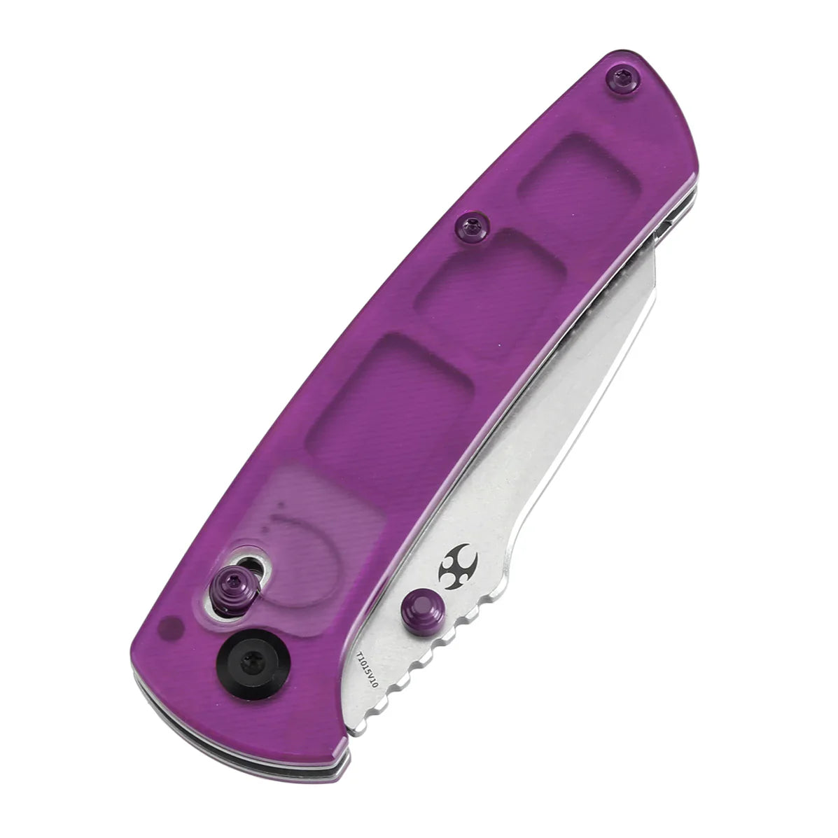 Kansept Main Street T1015V10 – 3.36" 154CM Wharncliffe Crossbar Lock Knife with Purple Acrylic Handle