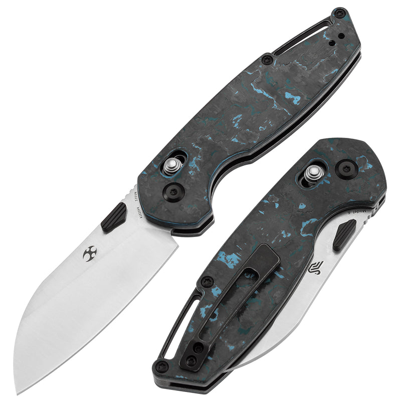 Kansept Model 6 K1022V4 – 3.1" CPM S35VN Sheepsfoot Crossbar Lock Knife with Arctic Storm Carbon Fiber Handle