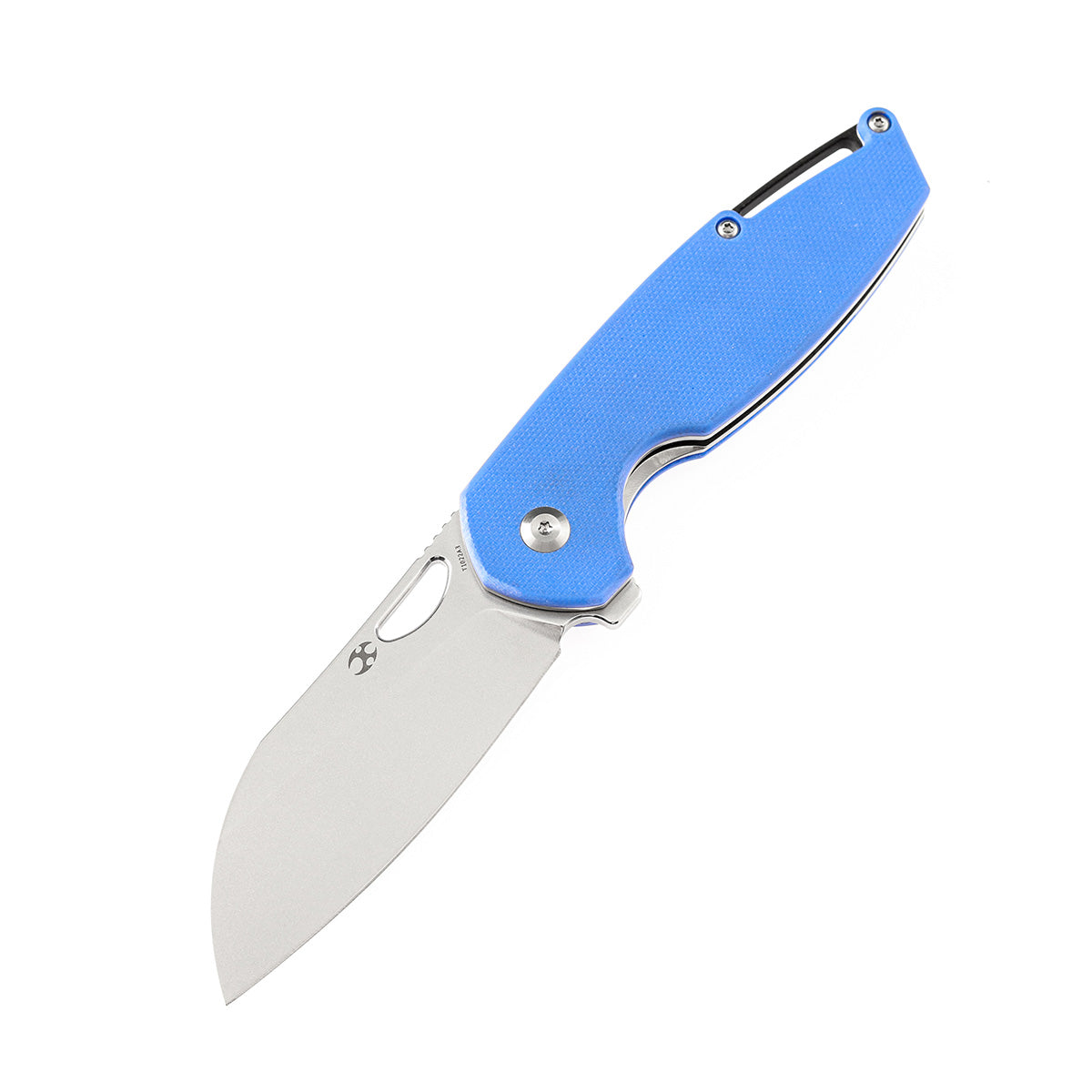 Blue G10 handle with stainless steel pocket clip for outdoor camping knife