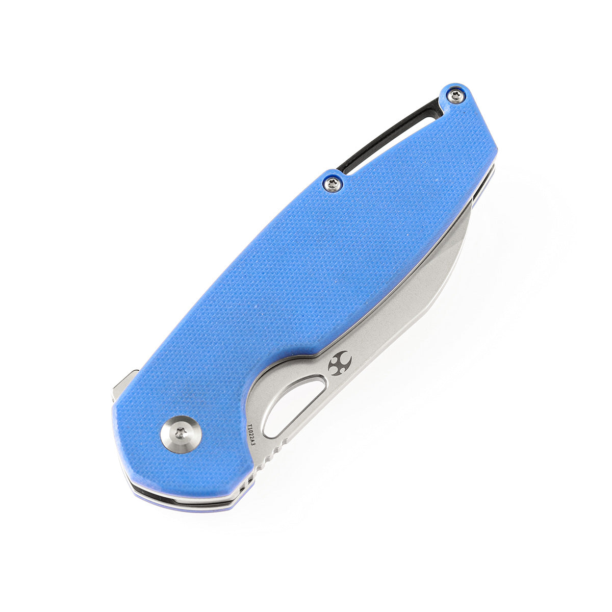 Blue G10 handle with stainless steel pocket clip for outdoor camping knife